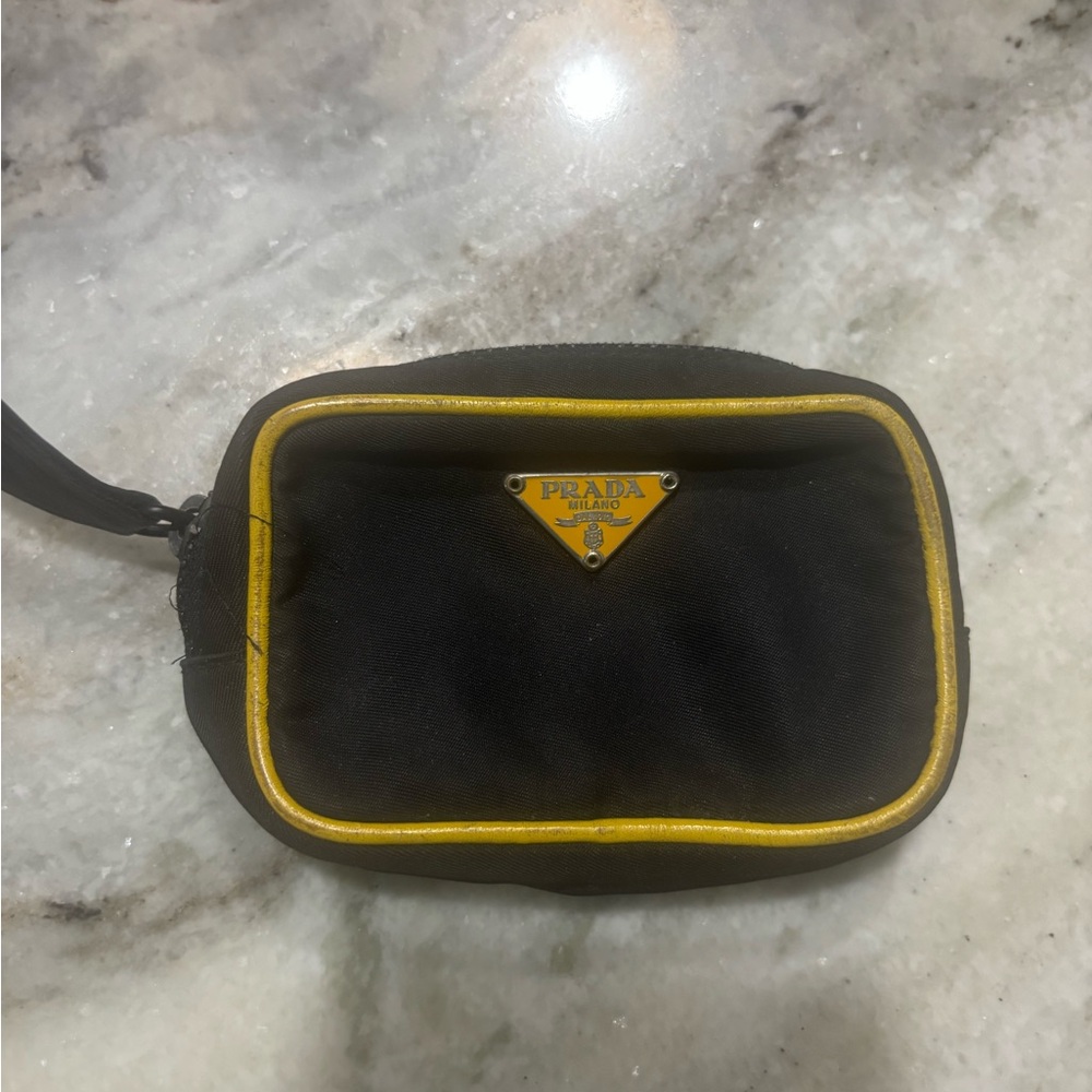Prada Black and Yellow Toiletry Bag with Sleek Design